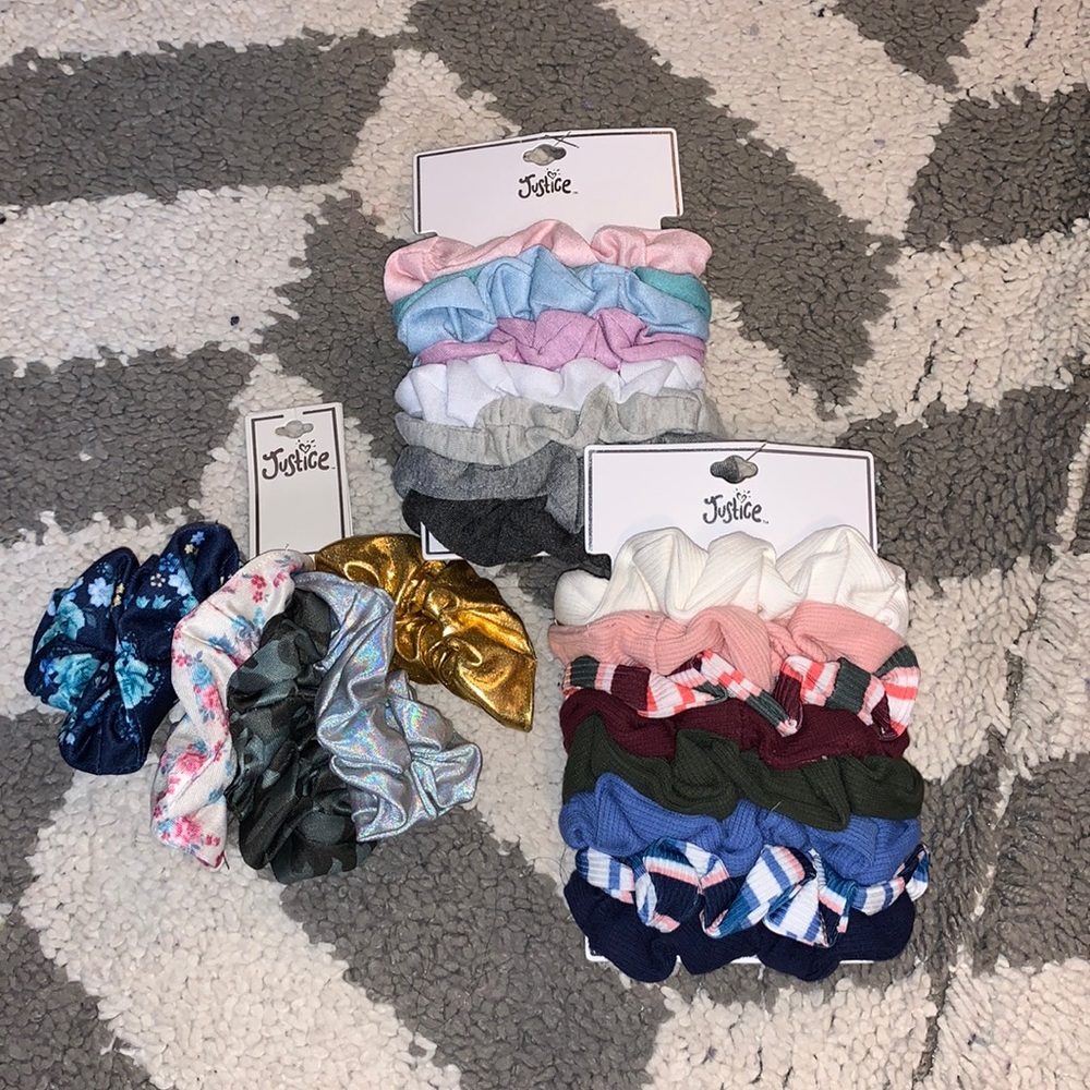 Lot of Justice scrunchies for girls